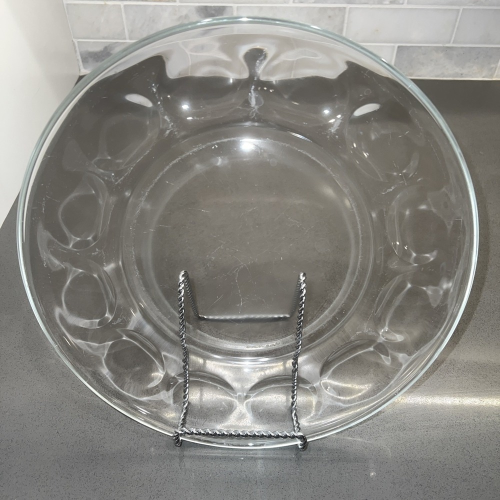 Vintage Pyrex Ovenware Clear Glass Develed Egg Platter 11 inches across